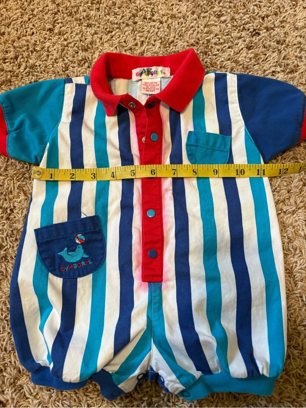 Vintage 90s Gymboree Bubble Striped Infant Romper size 6-12 months